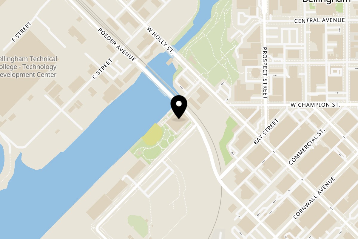 Map showing the location of Mercato delle Bontà on 1211 Granary Ave #128 in Bellingham